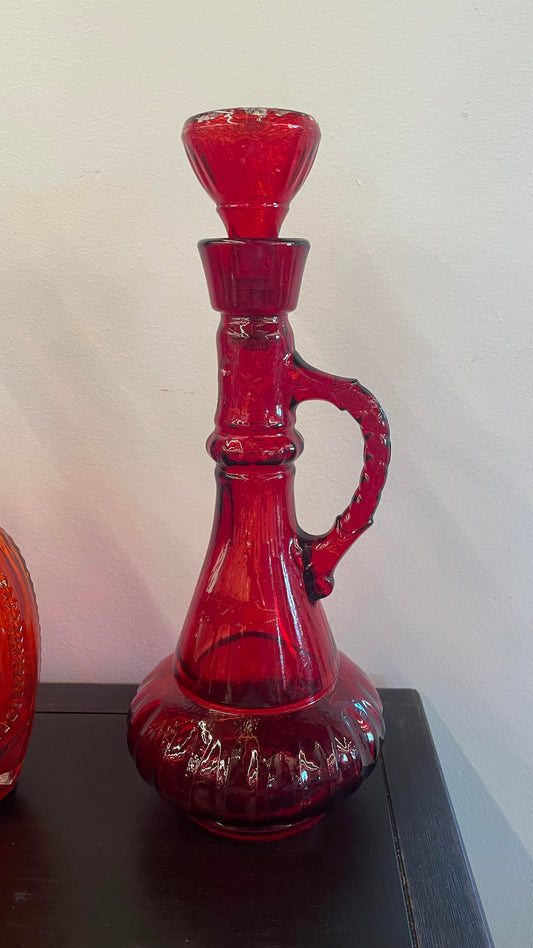 Vtg. Ruby Red Decanter