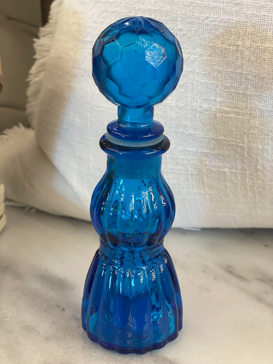 Vtg. Blue Glass Bottle