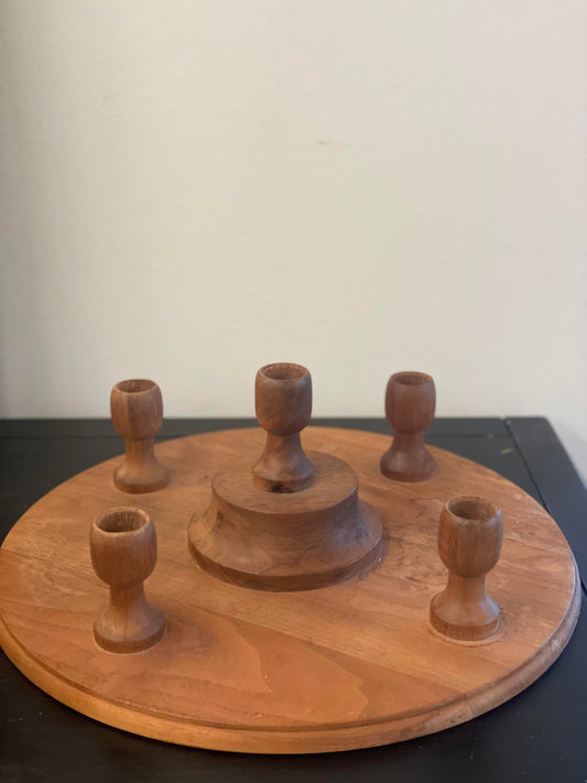 Wooden Round Candlestick Holder