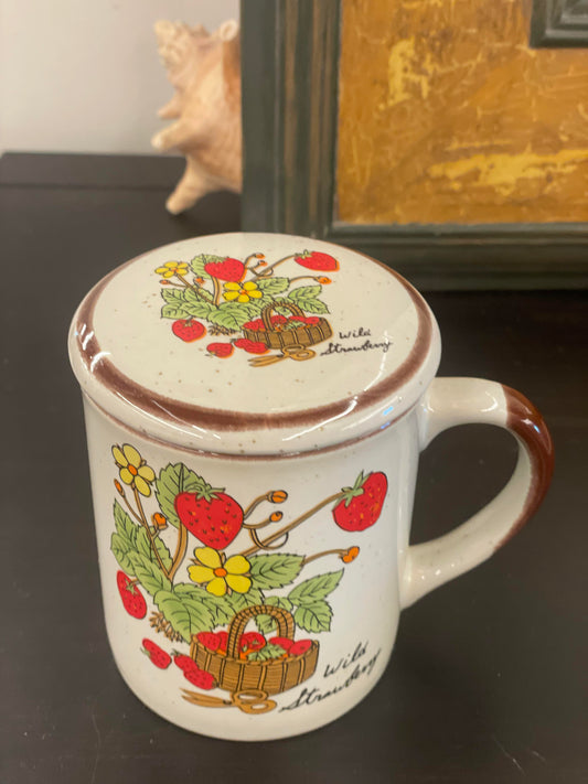 Vtg. Lidded Strawberry Mug