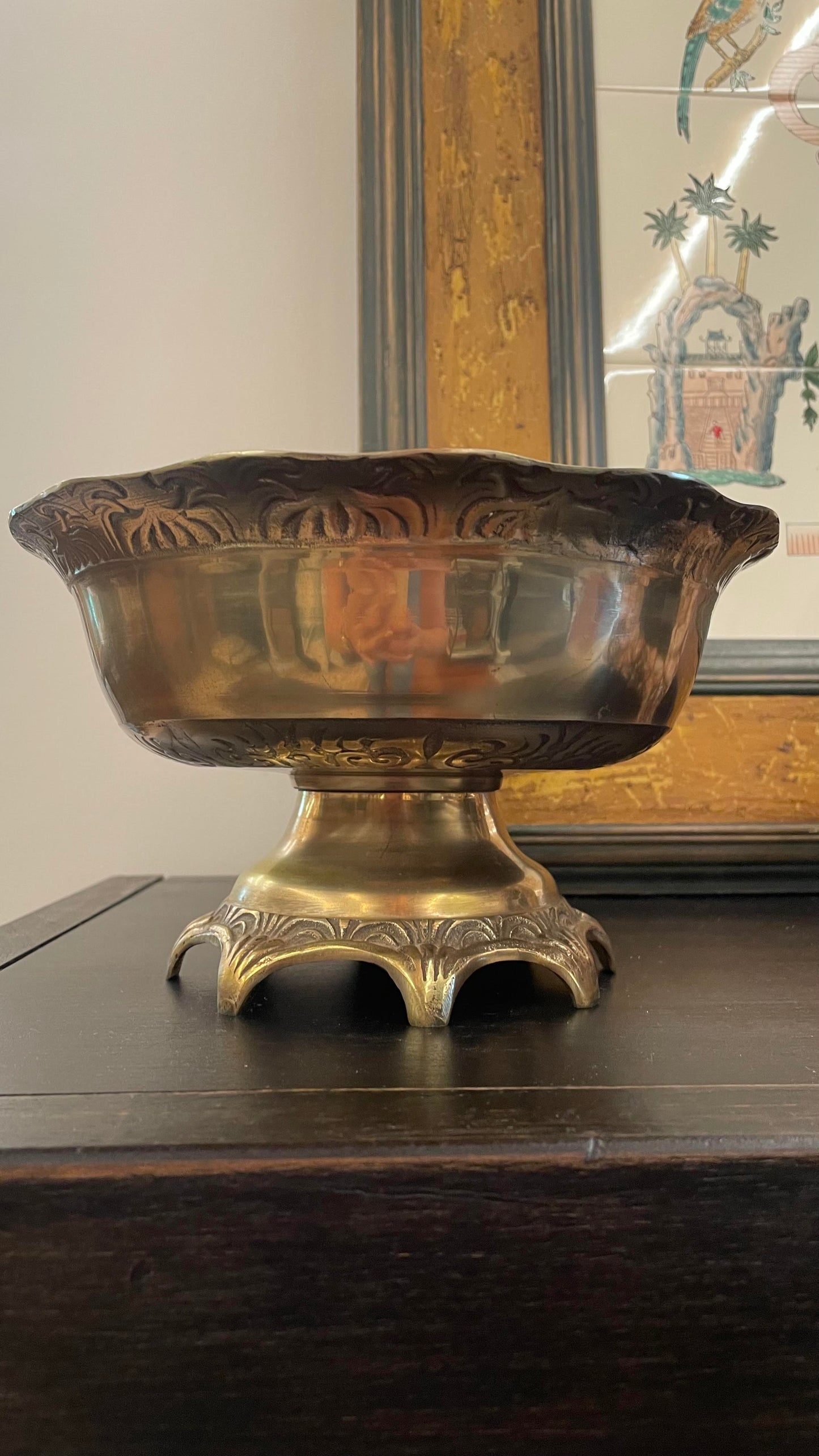 MCM Solid Brass Pedestal Bowl