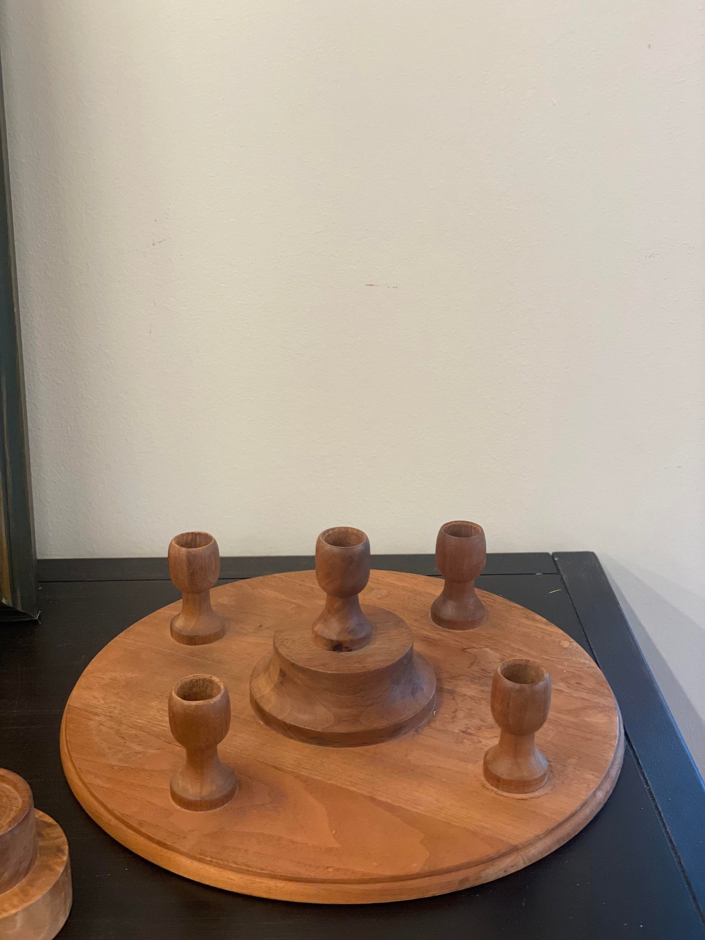 Wooden Round Candlestick Holder