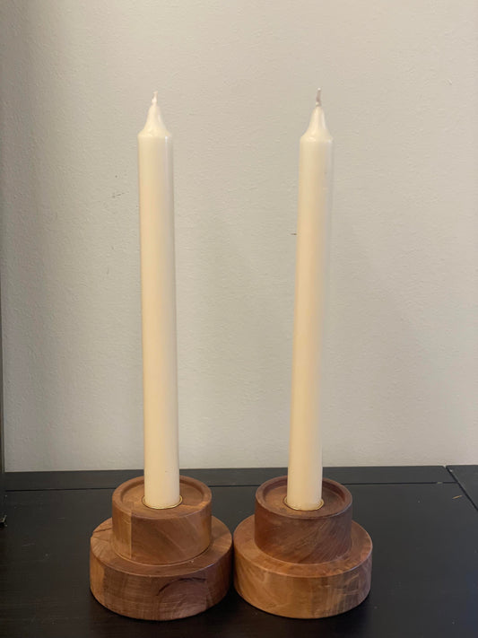 Pair of Wooden Candlestick Holders