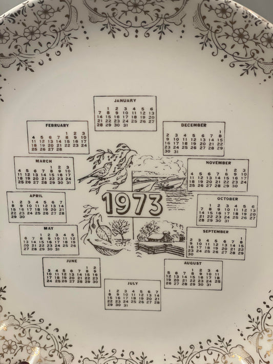 Vintage 1973 Calendar Plate