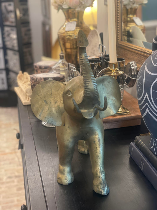 Vtg. Brass Elephant Statue