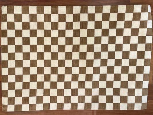 Tan Checkerboard Rug