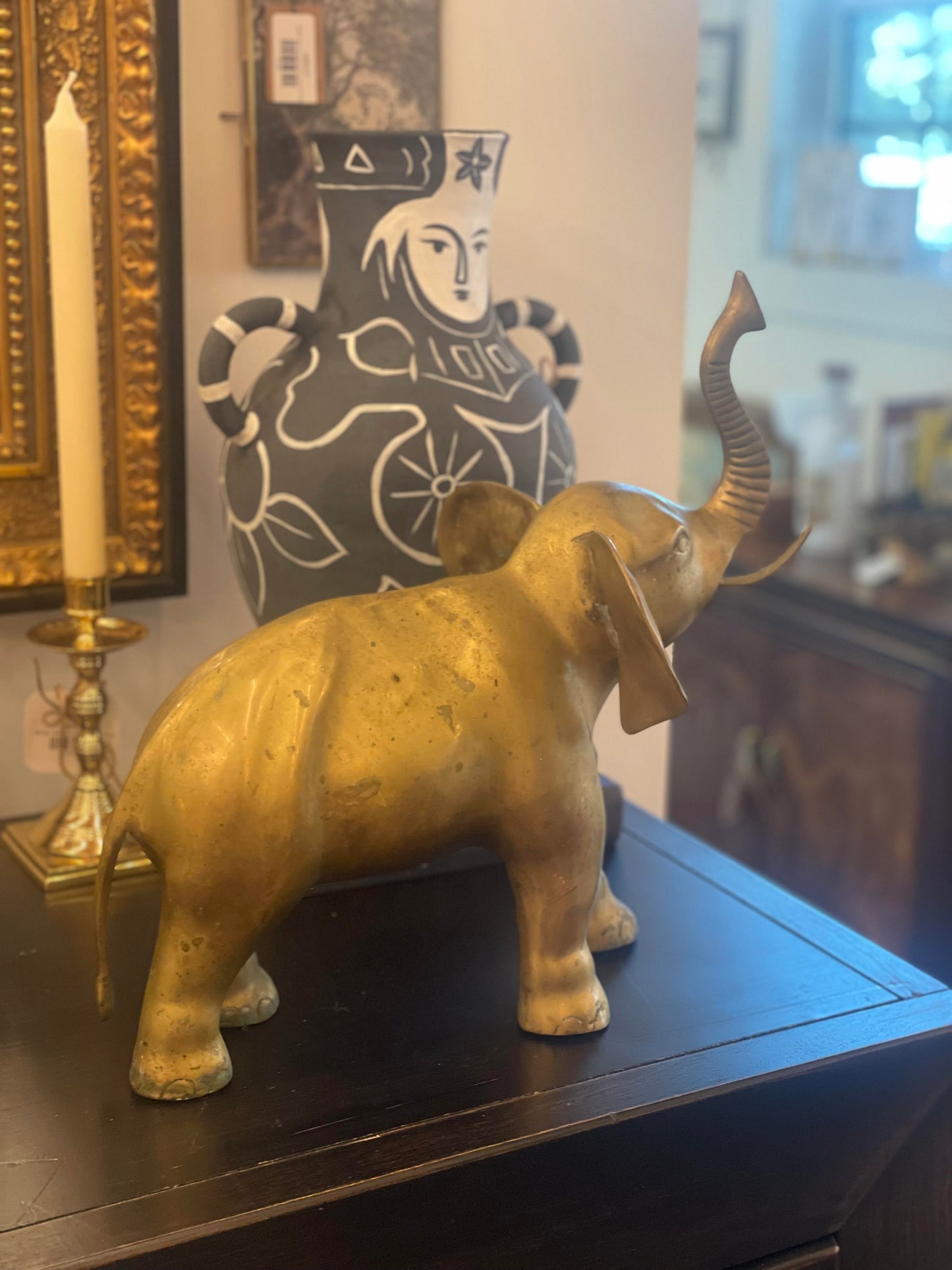 Vtg. Brass Elephant Statue