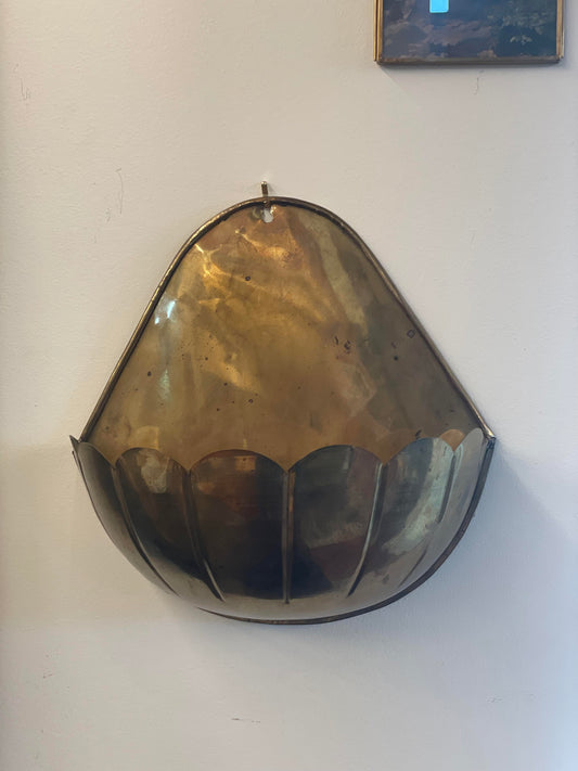 Vtg. Brass Pocket Wall Planter