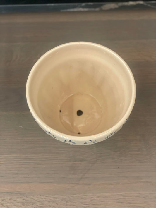 Blue and Beige Leaf Pot