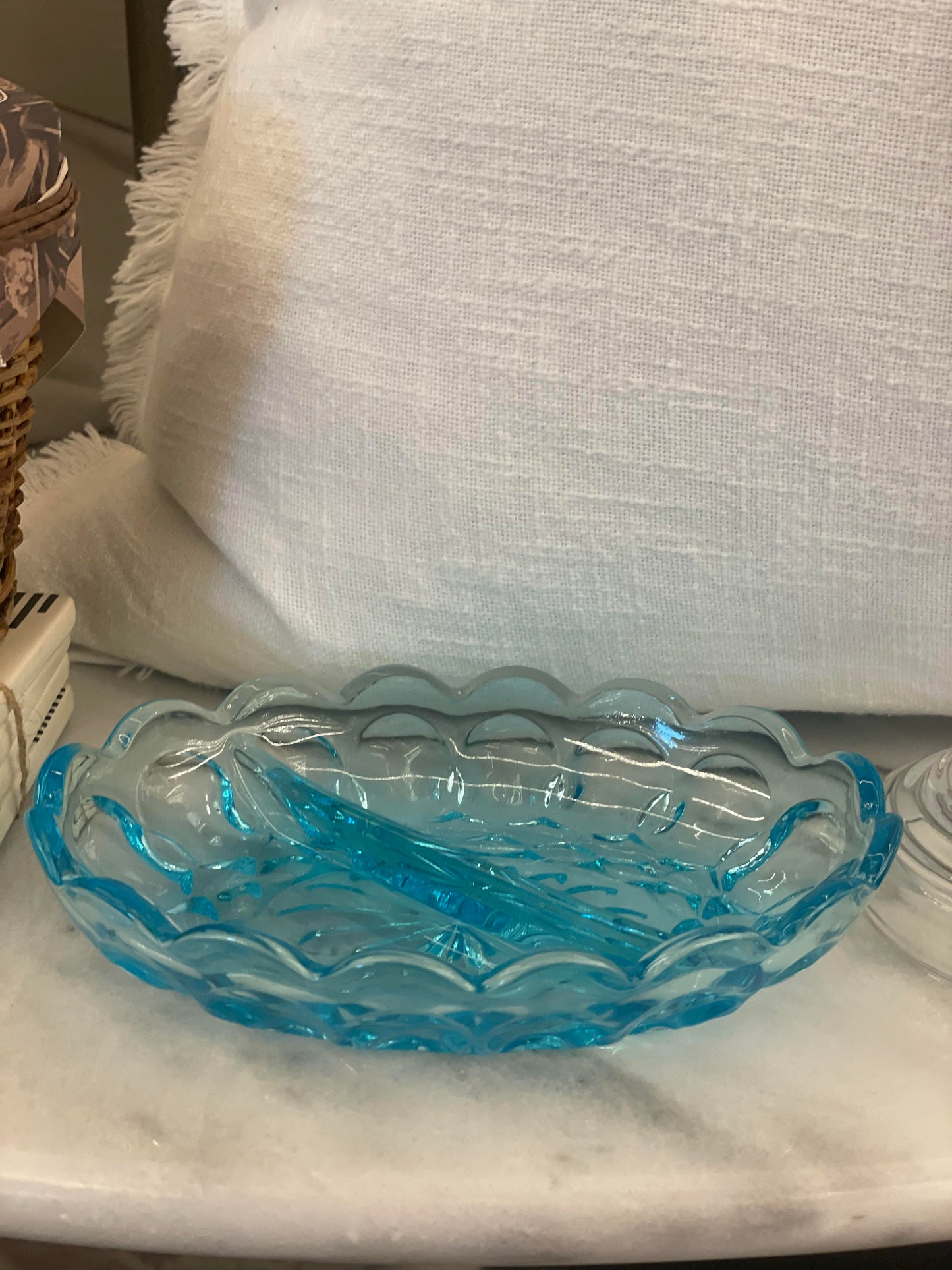 Vtg. Blue Divided Dish