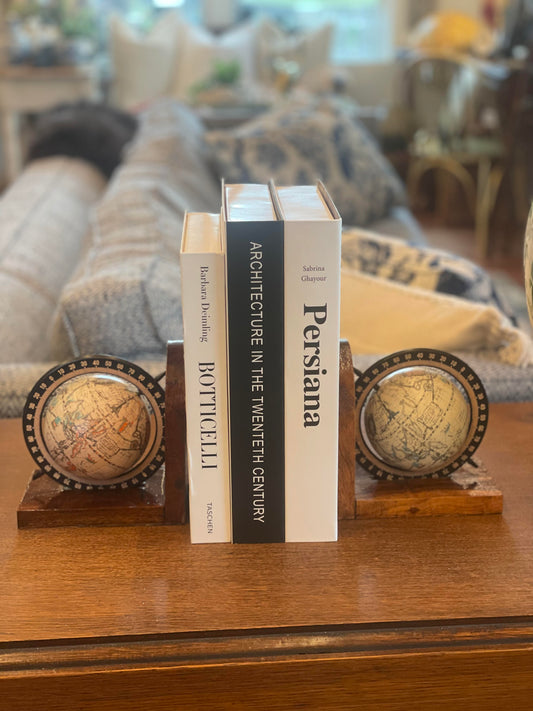 Vtg. Rotating World Bookends