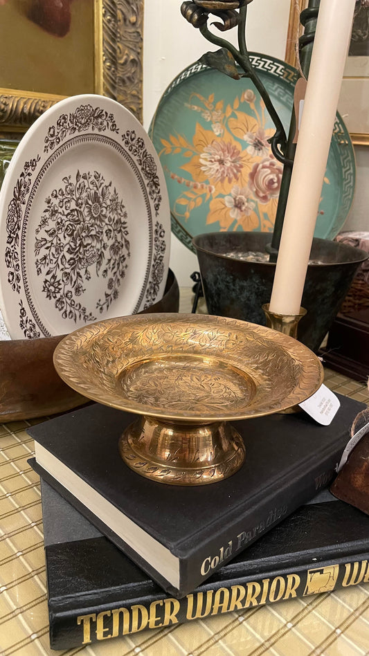 Etched Brass Pedestal Bowl