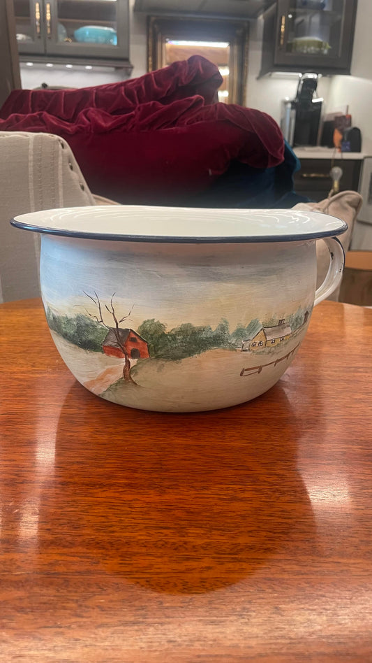 Hand painted Enamel Chamber Pot