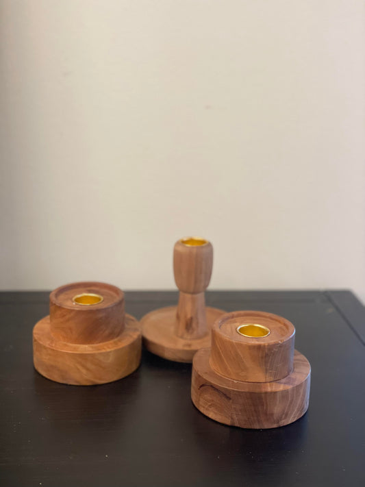 Wooden Candlestick Holder