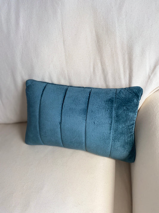 Rectangle Blue Velvet Accent Pillow