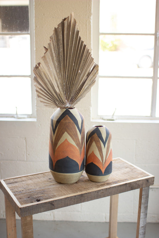 Set of 2 Neutral Colored Ceramic Vases