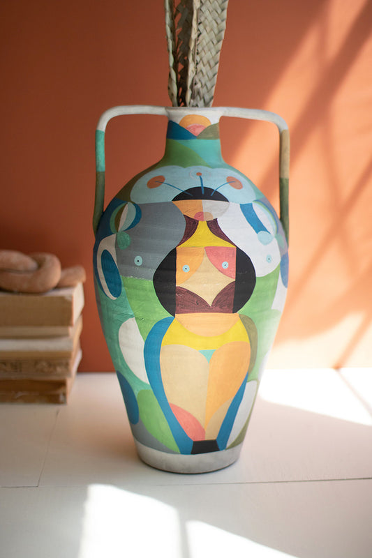 Large Colorful Lady Ceramic Vase