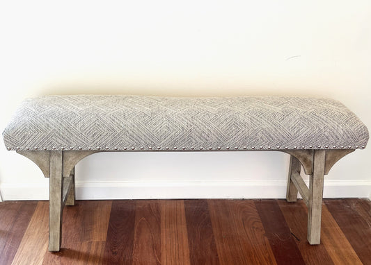 Gray Aztec Patterned Bench