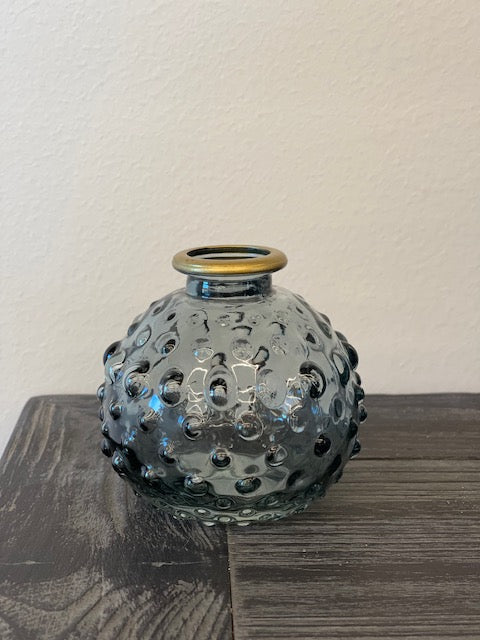 Textured Blue/Brass Vase