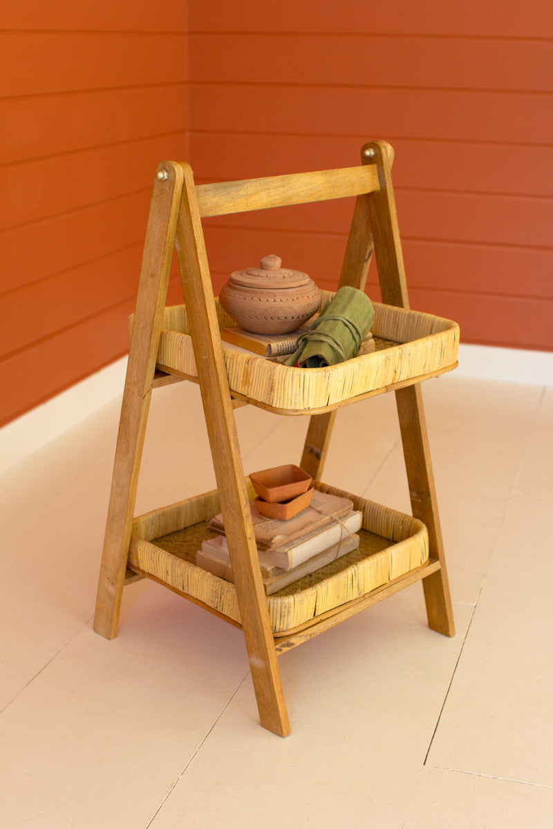 Rattan and Wood Shelf