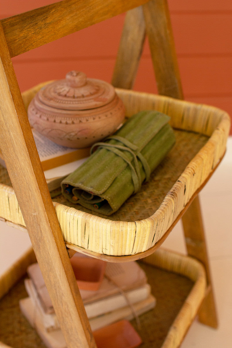 Rattan and Wood Shelf