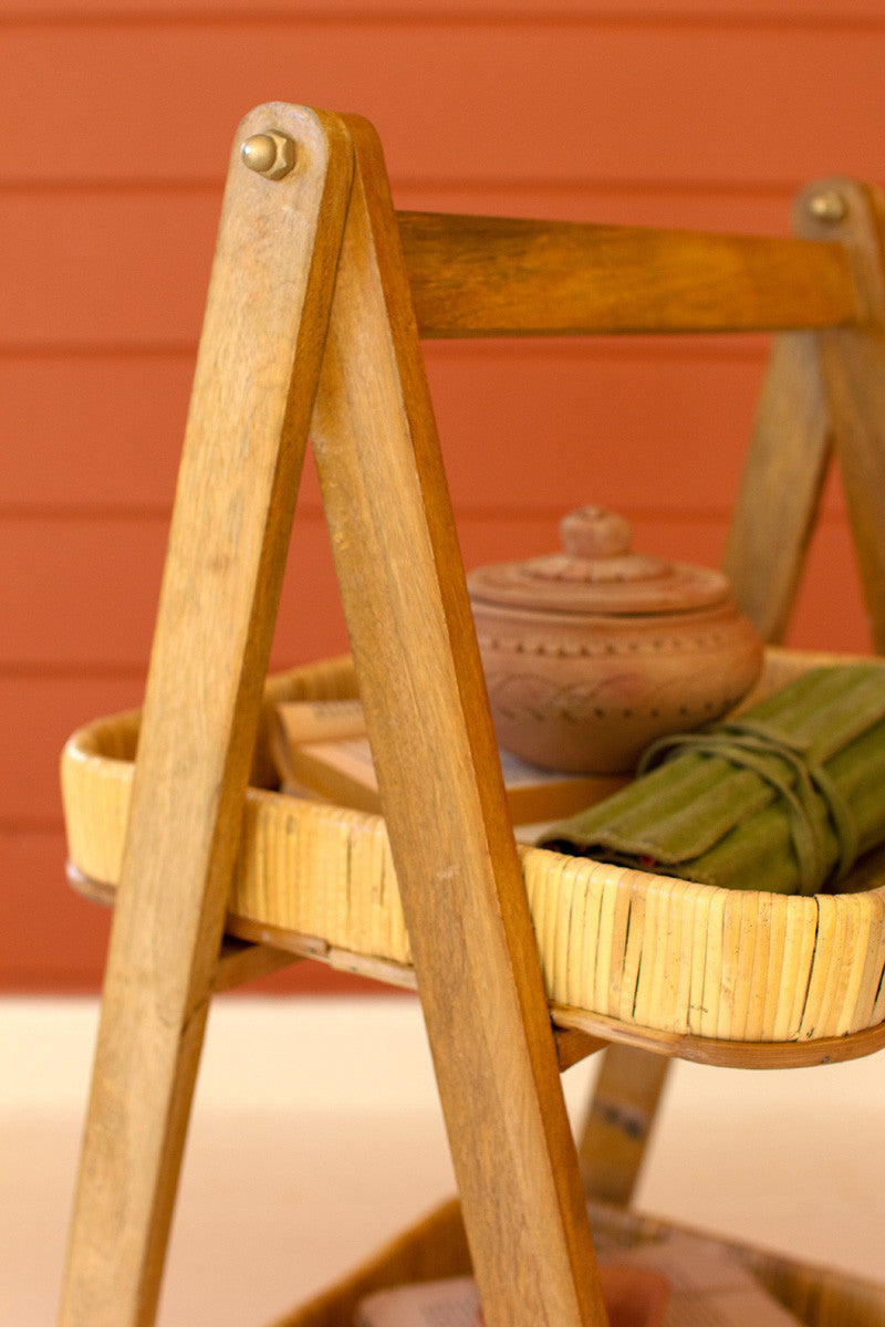 Rattan and Wood Shelf