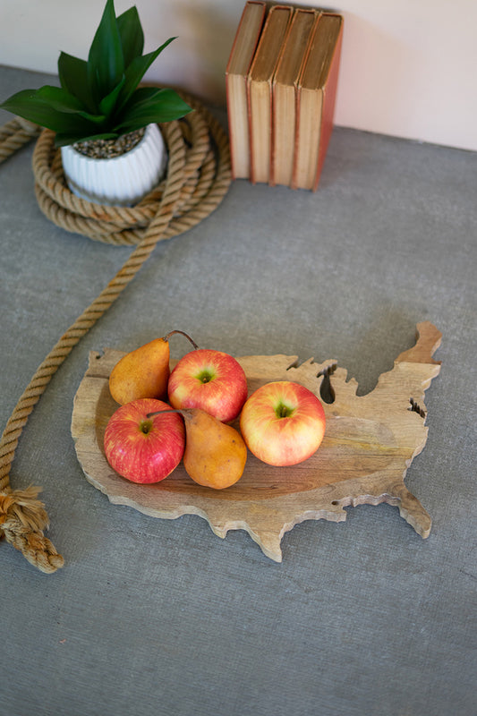USA Carved Wood Platter